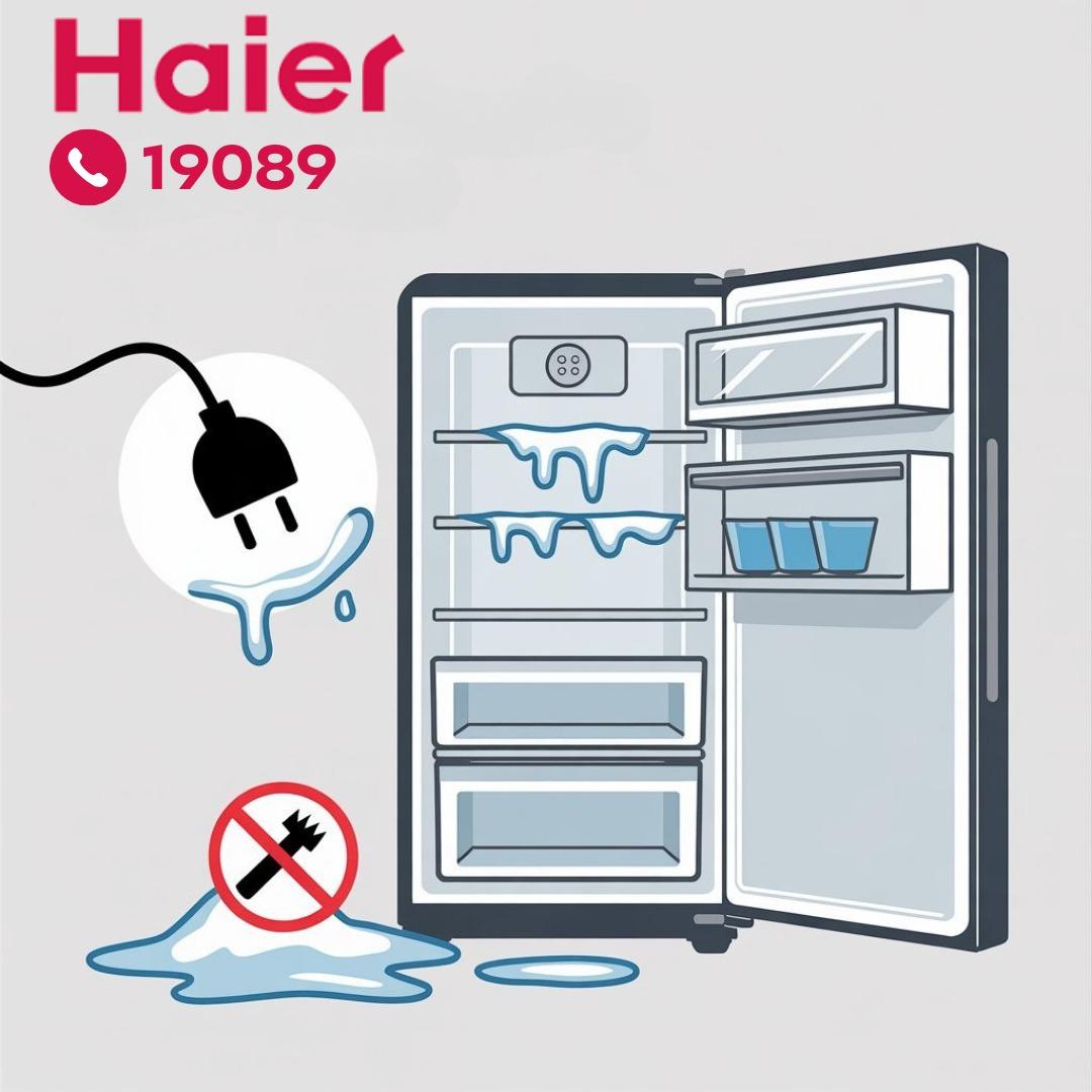 إزالة الثلج المتراكم بثلاجة هاير