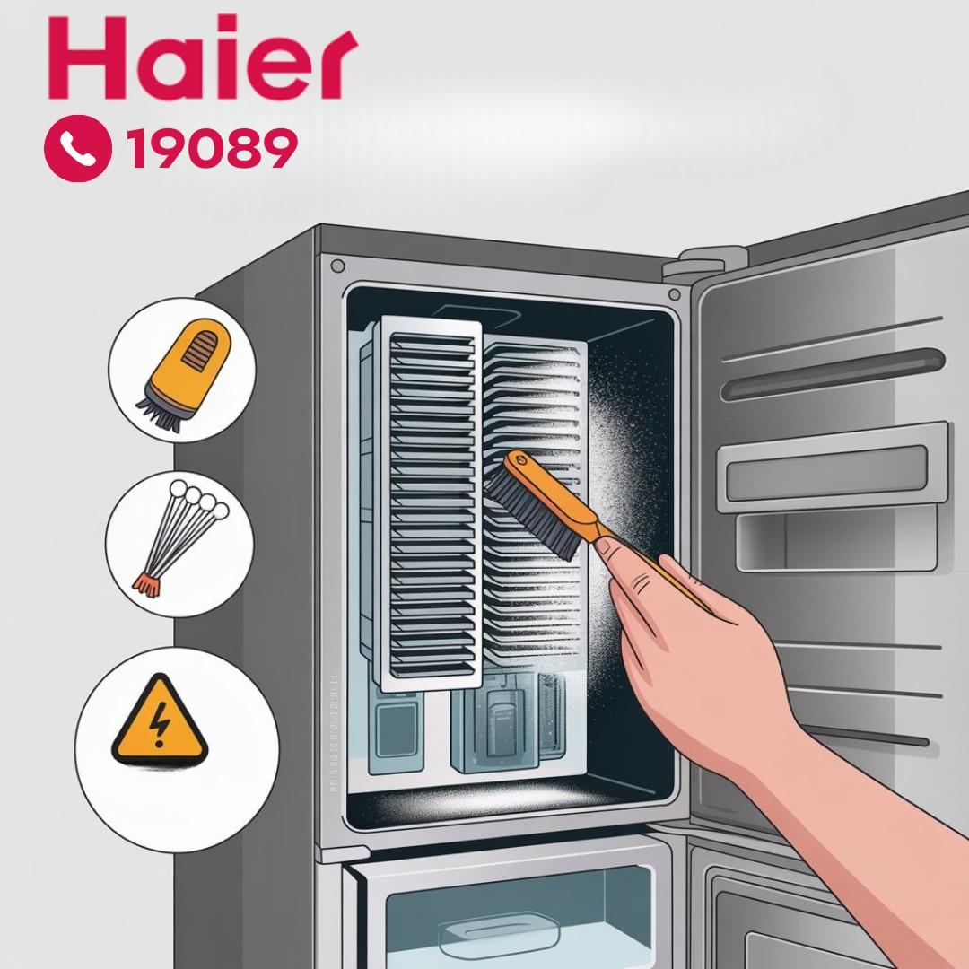 تنظيف فتحات التهوية والمكثف والضاغط بثلاجة هاير